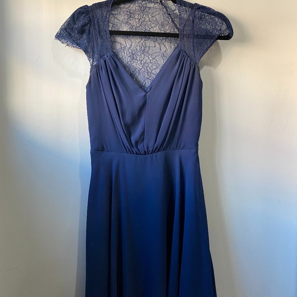 ASOS V neck Navy Lace Detail Dress